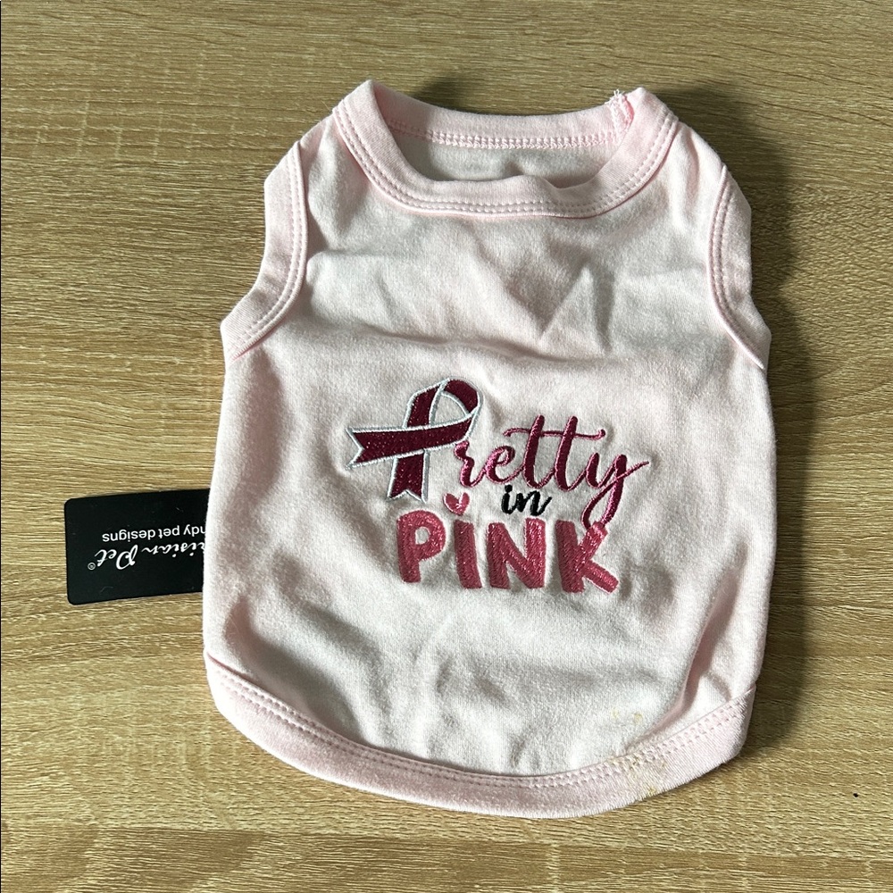 Pink Embroidered 'Pretty in Pink' Dog Tank